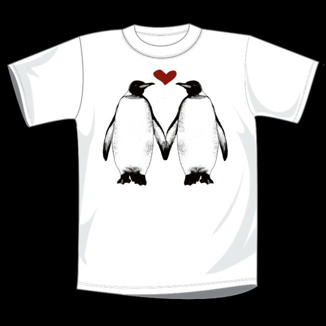 T-PAITA VALKOINEN - PENGUINS HOLDING FINS HEART (561A)