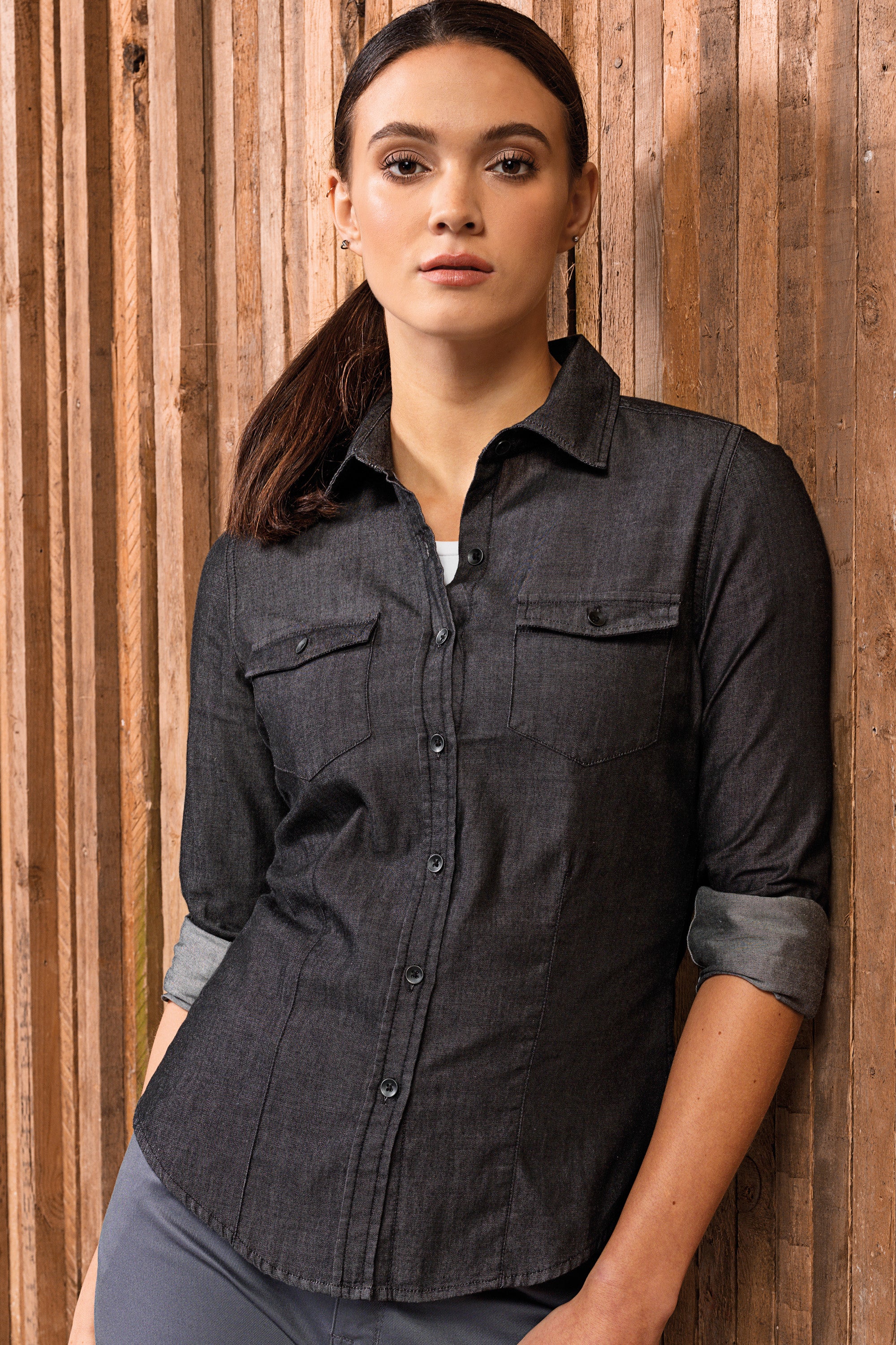 NAISTEN DENIM KAULUSPAITA