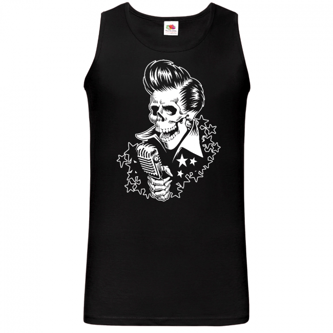 ROKKI HIHATON PAITA MUSTA - ROCKABILLY SKULL (00 1102)