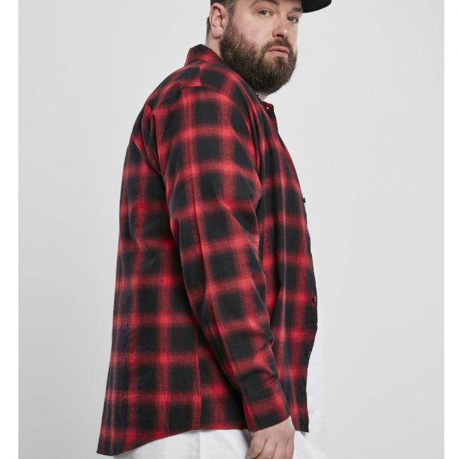 KAULUSPAITA - Oversized Checked Shirt blk/red - URBAN CLASSICS